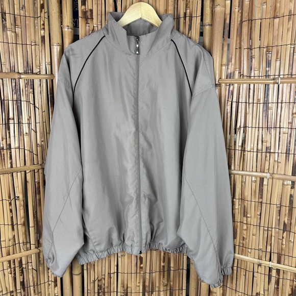 PGA Tour Other - PGA Tour‎ Men's Tan Windbreaker Jacket Mock Collar Elastic Waist Cuffs Full Zip